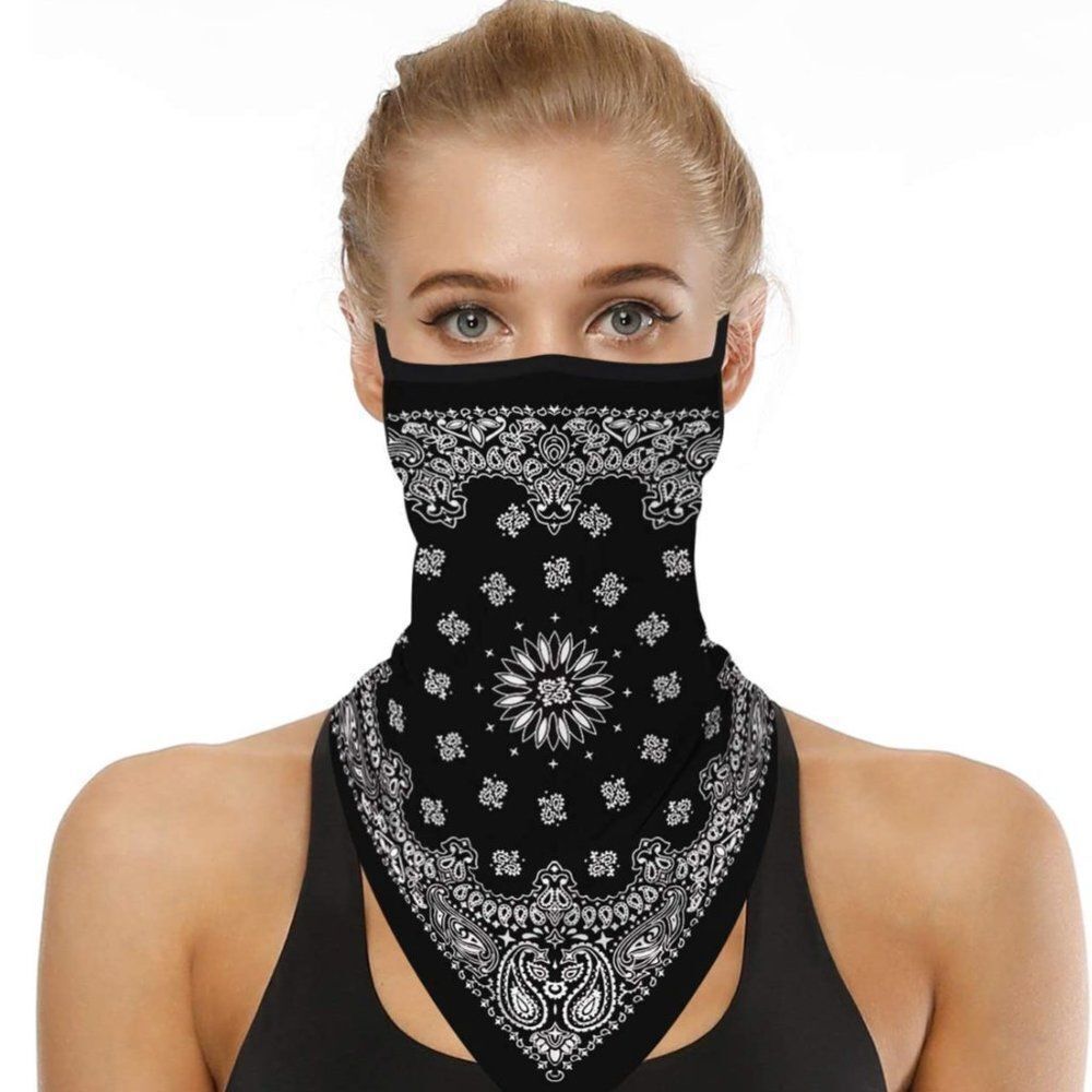 Ipenny Adjustable Silk Bandana Face Scarf Paisley Print